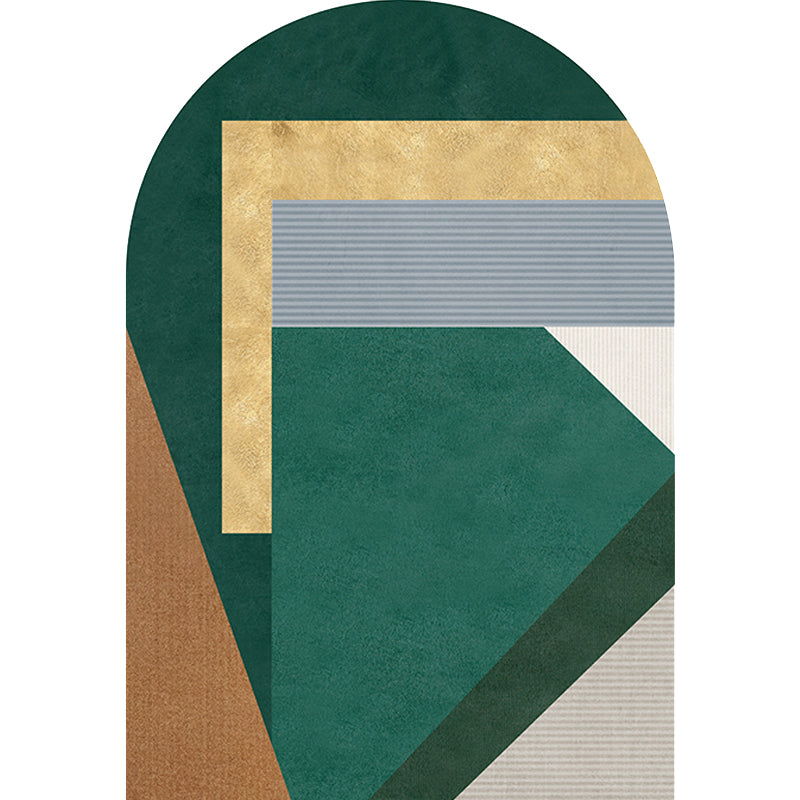 Avtoit | Green Irregular Bedroom Rug Novelty Color Block Pattern Area Rug Polyester Stain Resistant Carpet