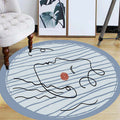 Avtoit | Novelty Living Room Irregular Carpet in Blue Abstract Painting Print Carpet Polyester Non-Slip Back Carpet