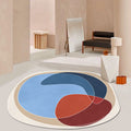 Avtoit | Orange and Blue Irregular Area Rug Bedroom Novelty Colorblock Pattern Rug Polyester Non-Slip Carpet