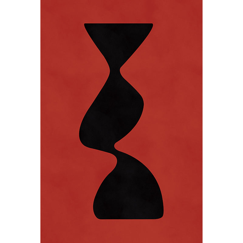 Avtoit | Black and Red Abstract Area Rug Polyester Modern Rug Washable Pet Friendly Carpet for Living Room