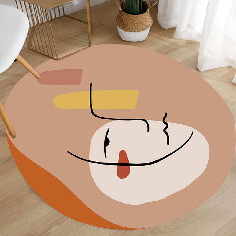 Avtoit | Modern Novelty Irregular Carpet in Brown Abstract Line Figure Pattern Carpet Polyester Non-Slip Carpet for Home Decor