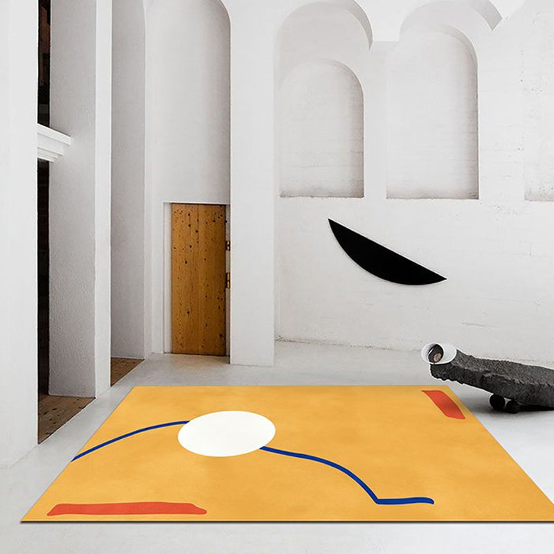 Avtoit | Novelty Abstract Rug Pink and Yellow Polyester Rug Non-Slip Backing Pet-Friendly Rug for the Living Room