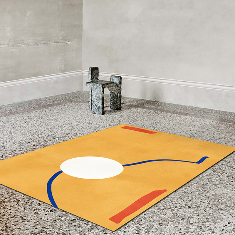 Avtoit | Novelty Abstract Rug Pink and Yellow Polyester Rug Non-Slip Backing Pet-Friendly Rug for the Living Room
