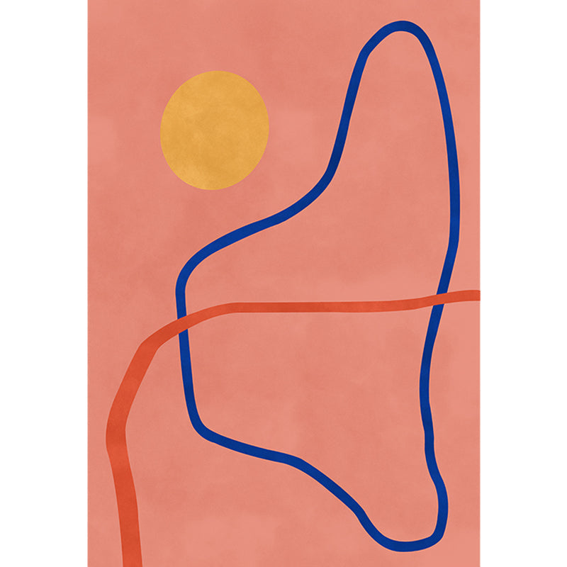 Avtoit | Novelty Abstract Rug Pink and Yellow Polyester Rug Non-Slip Backing Pet-Friendly Rug for the Living Room