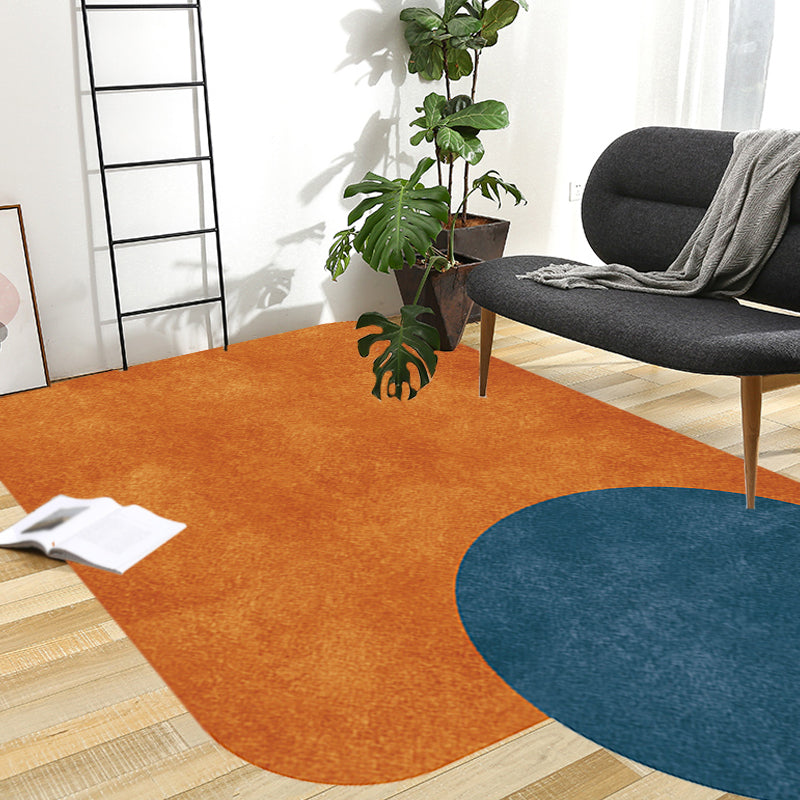 Avtoit | Novelty Living Room Irregular Carpet in Gray and Pink Color Block Circle Rectangle Print Carpet Polyester Non-Slip Carpet