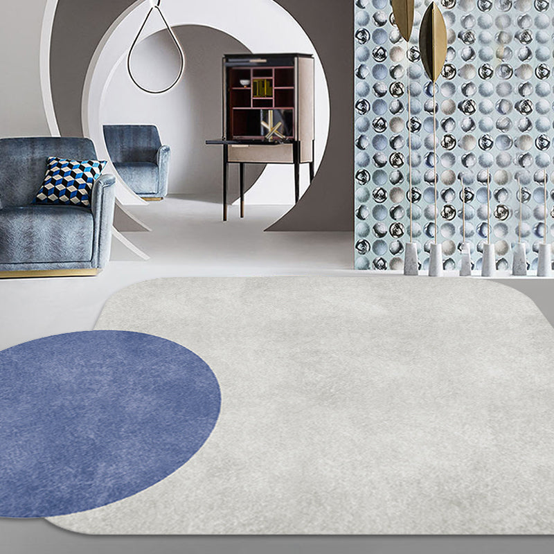 Avtoit | Novelty Living Room Irregular Carpet in Gray and Pink Color Block Circle Rectangle Print Carpet Polyester Non-Slip Carpet