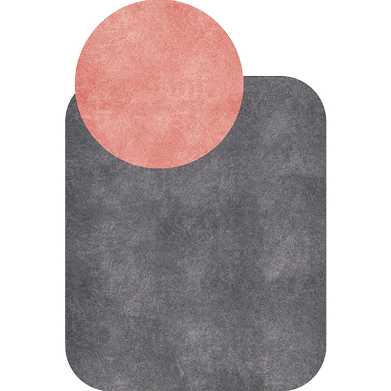 Avtoit | Novelty Living Room Irregular Carpet in Gray and Pink Color Block Circle Rectangle Print Carpet Polyester Non-Slip Carpet