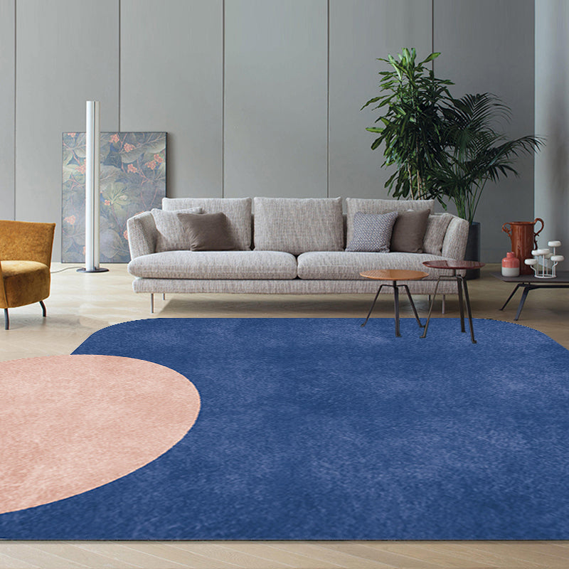 Avtoit | Novelty Living Room Irregular Carpet in Gray and Pink Color Block Circle Rectangle Print Carpet Polyester Non-Slip Carpet