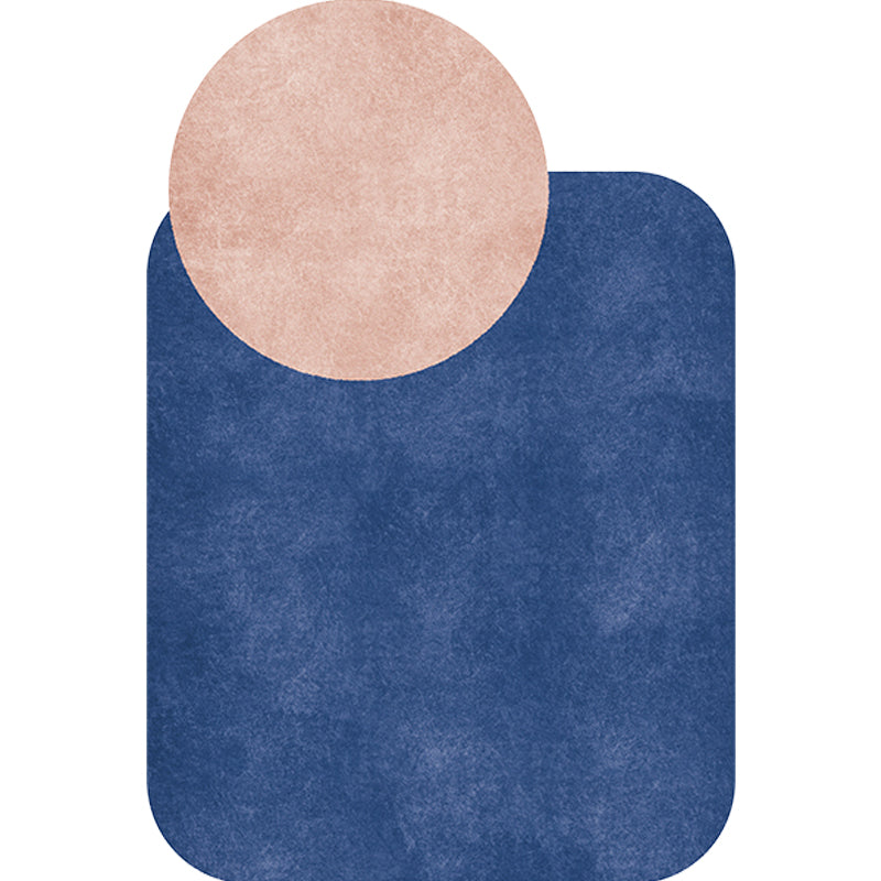 Avtoit | Novelty Living Room Irregular Carpet in Gray and Pink Color Block Circle Rectangle Print Carpet Polyester Non-Slip Carpet