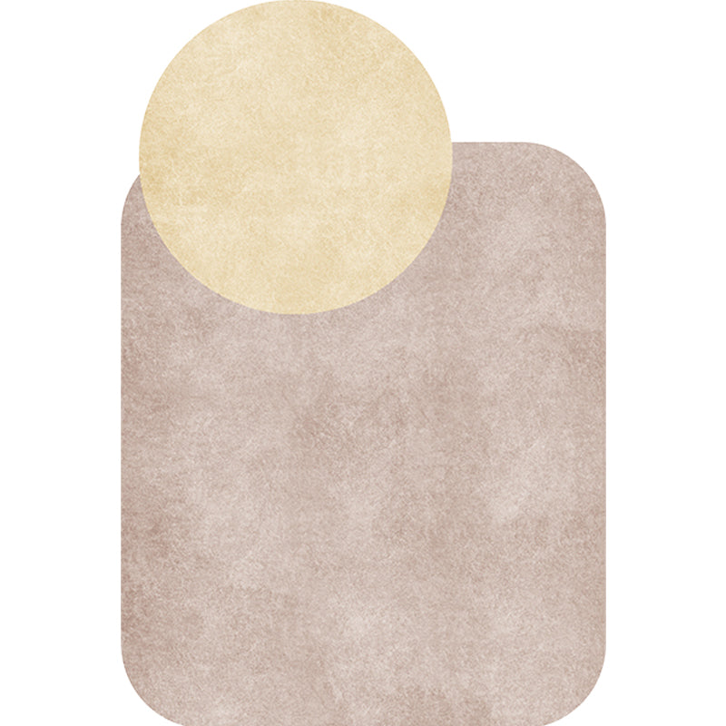 Avtoit | Novelty Living Room Irregular Carpet in Gray and Pink Color Block Circle Rectangle Print Carpet Polyester Non-Slip Carpet