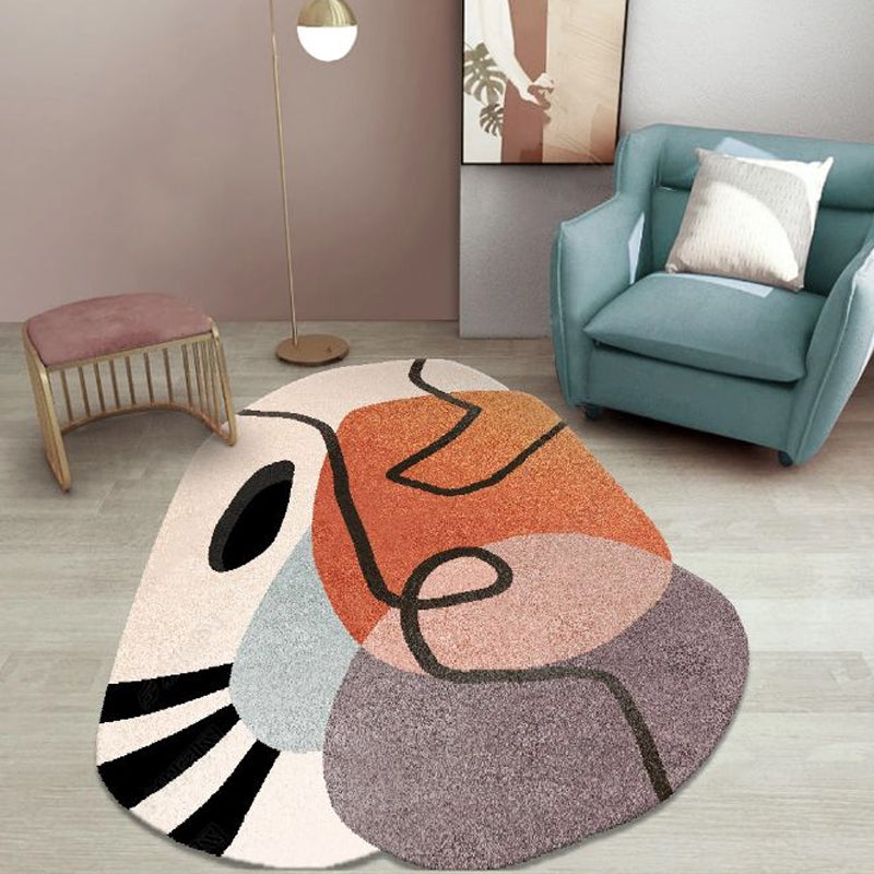 Avtoit | Simple Novelty Irregular Rug in Brown Abstract Pattern Carpet Polyester Machine Washable Area Rug for Home Decor