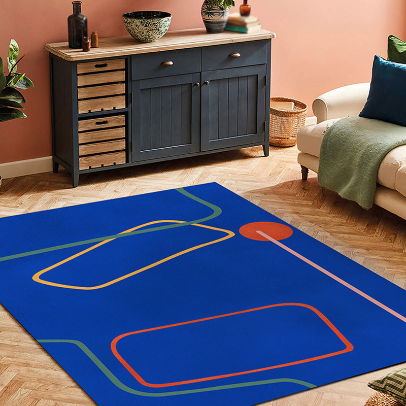 Avtoit | Nordic Modernism Carpet Blue and Yellow Abstract Carpet Pet Friendly Non-slip Rug for Bedroom