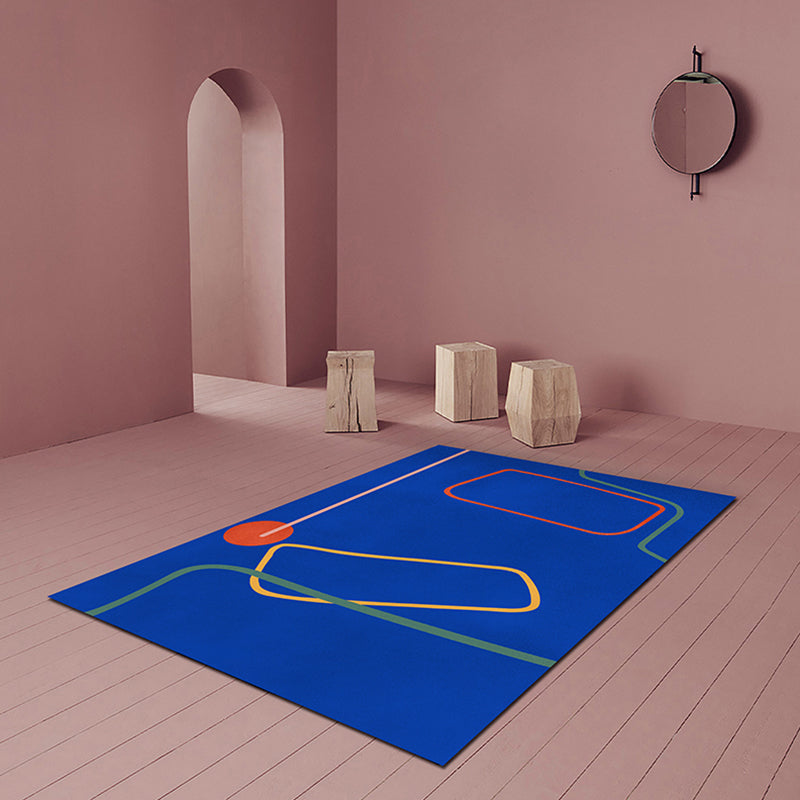 Avtoit | Nordic Modernism Carpet Blue and Yellow Abstract Carpet Pet Friendly Non-slip Rug for Bedroom