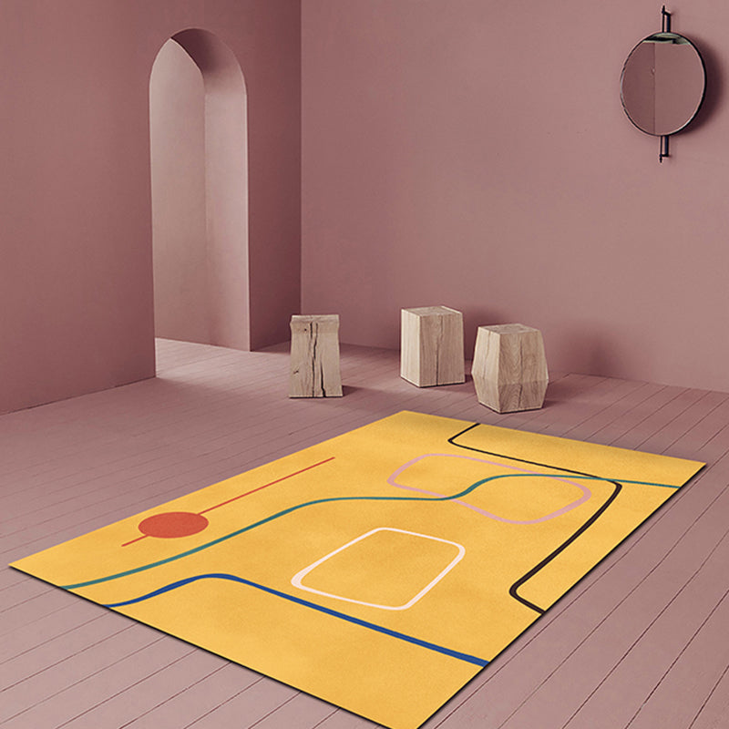 Avtoit | Nordic Modernism Carpet Blue and Yellow Abstract Carpet Pet Friendly Non-slip Rug for Bedroom