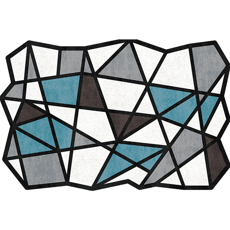 Avtoit | Novelty Living Room Irregular Rug in Black and White Geometric Fan Design Rug Polyester Pet-Friendly Area Rug