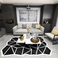 Avtoit | Novelty Living Room Irregular Rug in Black and White Geometric Fan Design Rug Polyester Pet-Friendly Area Rug