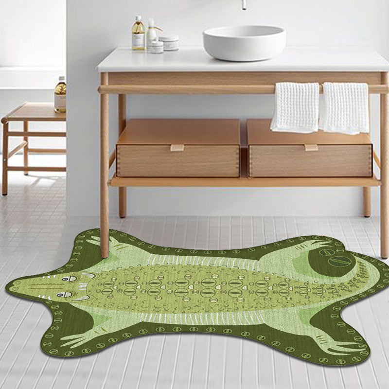 Avtoit | Green Irregular Carpet Nursery Kids Animal Crocodile Pattern Area Rug Polyester Stain Resistant Carpet