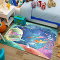 Avtoit | Beautiful Cartoon Character Pattern Rug Pink and Green Kids Rug Polyester Pet Friendly Washable Non-Slip Back Area Rug for the Children's Room