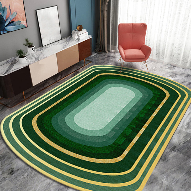 Avtoit | Novelty Living Room Irregular Carpet in Green Color Block Print Carpet Polyester Stain Resistant Area Rug