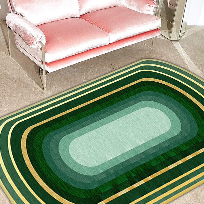 Avtoit | Novelty Living Room Irregular Carpet in Green Color Block Print Carpet Polyester Stain Resistant Area Rug