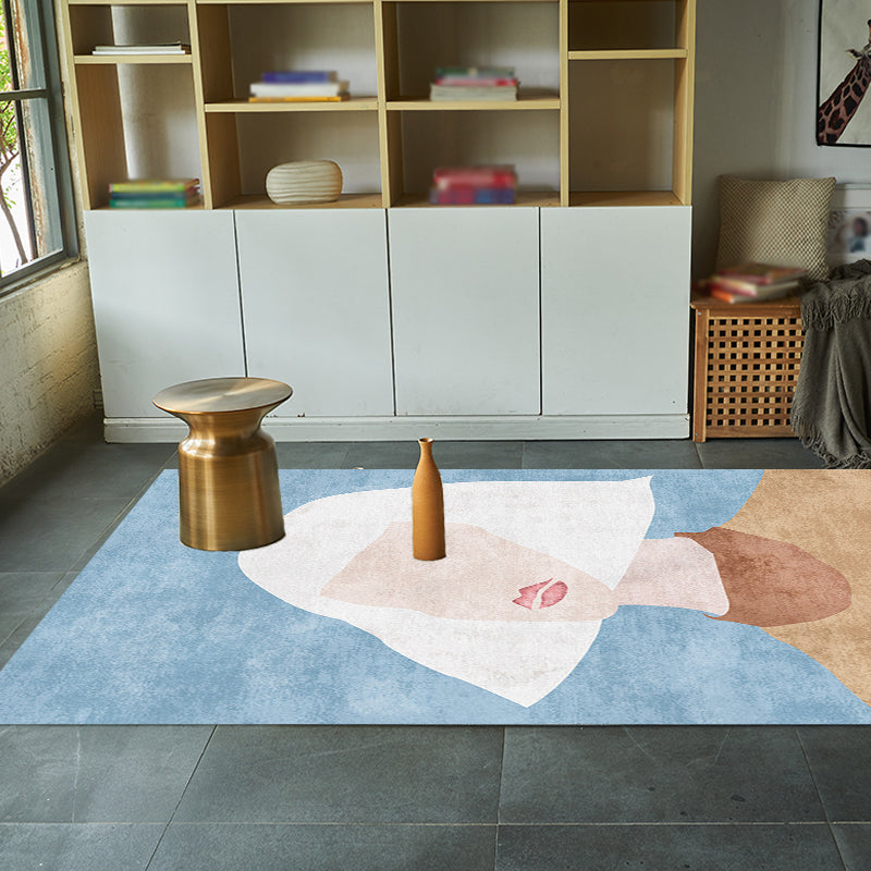 Avtoit | Novelty Character Pattern Rug Multicolored Polyester Rug Non-Slip Backing Pet-Friendly Rug for Living Room