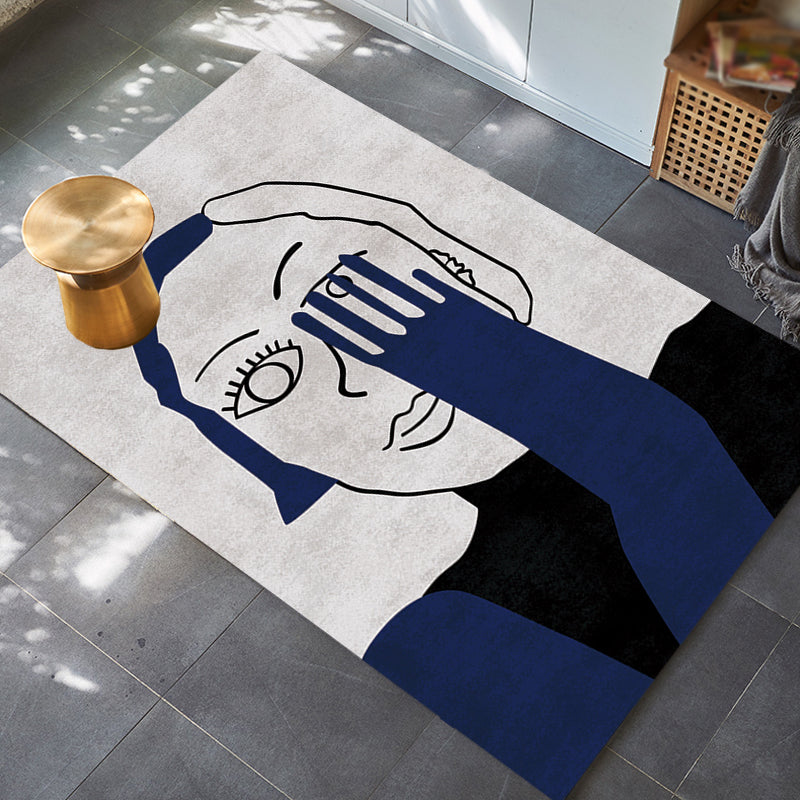 Avtoit | Novelty Character Pattern Rug Multicolored Polyester Rug Non-Slip Backing Pet-Friendly Rug for Living Room
