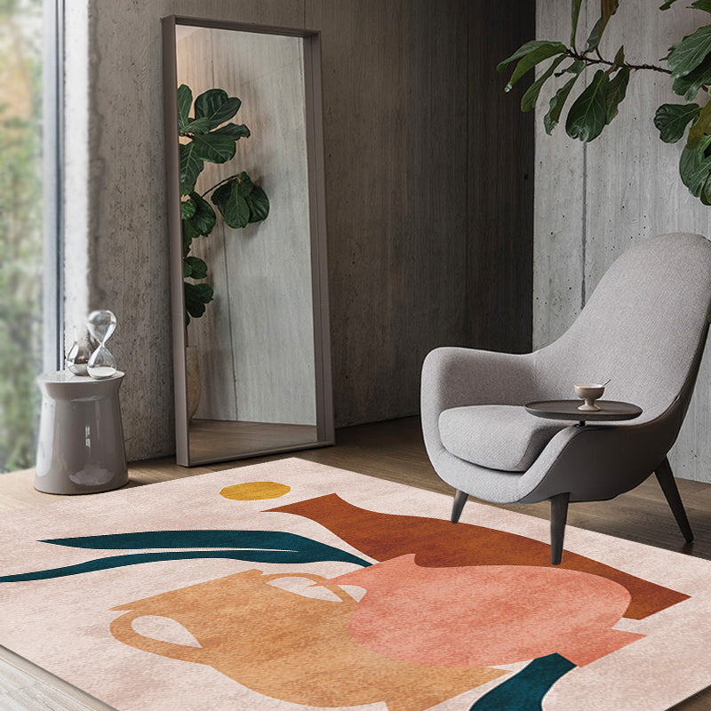 Avtoit | Novelty Character Pattern Rug Multicolored Polyester Rug Non-Slip Backing Pet-Friendly Rug for Living Room