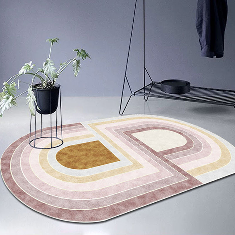 Avtoit | Pink Bedroom Carpet Novelty Color Block Pattern Area Rug Polyester Machine Washable Carpet