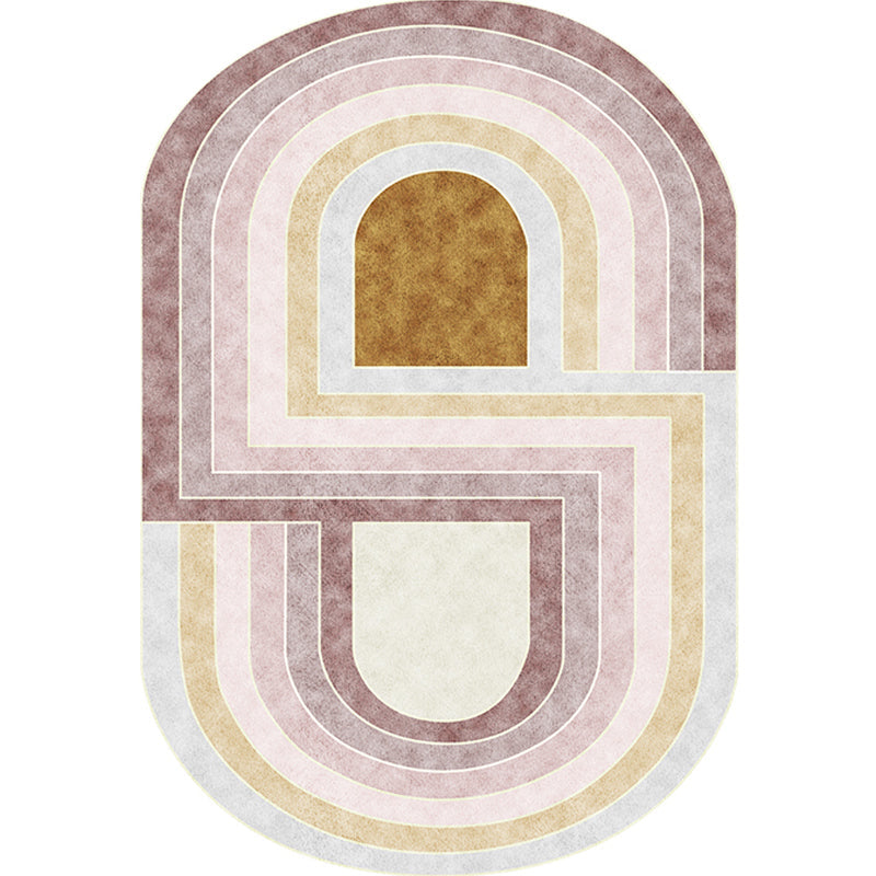 Avtoit | Pink Bedroom Carpet Novelty Color Block Pattern Area Rug Polyester Machine Washable Carpet