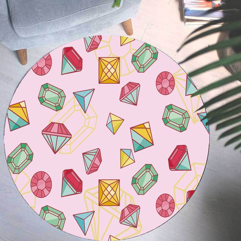 Avtoit | Pink and Purple Children's Carpet Polyester Diamond and Sock Pattern Carpet Pet Friendly Washable Non-Slip Back Rug for Decoration