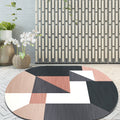 Avtoit | Novelty Living Room Rug in Gray and Pink Color Block Irregular Shape Printed Rug Polyester Non-Slip Back Rug
