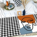 Avtoit | Unique Black Modernism Carpet Polyester Houndstooth and Character Pattern Carpet Washable Pet-Friendly Carpet for the Living Room