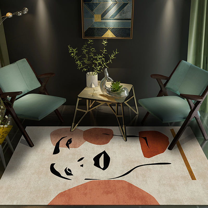 Avtoit | Contemporary Figure Pattern Carpet Multicolor Polyester Carpet Washable Pet Friendly Area Rug for Bedroom