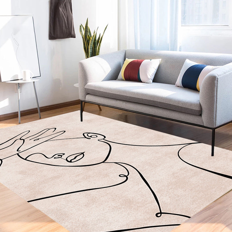 Avtoit | Contemporary Figure Pattern Carpet Multicolor Polyester Carpet Washable Pet Friendly Area Rug for Bedroom