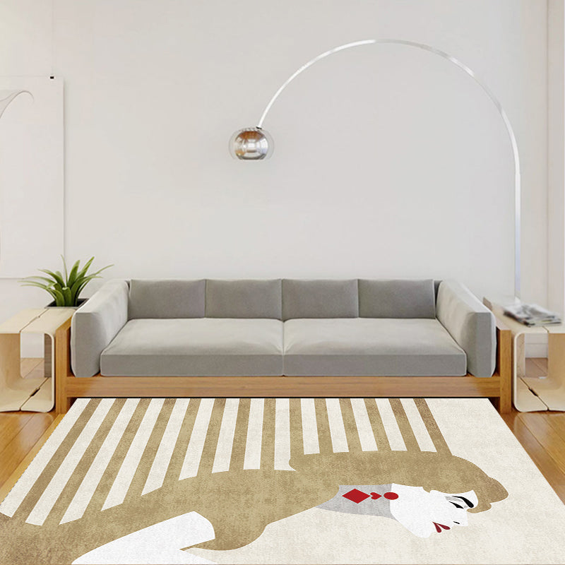 Avtoit | Contemporary Figure Pattern Carpet Multicolor Polyester Carpet Washable Pet Friendly Area Rug for Bedroom