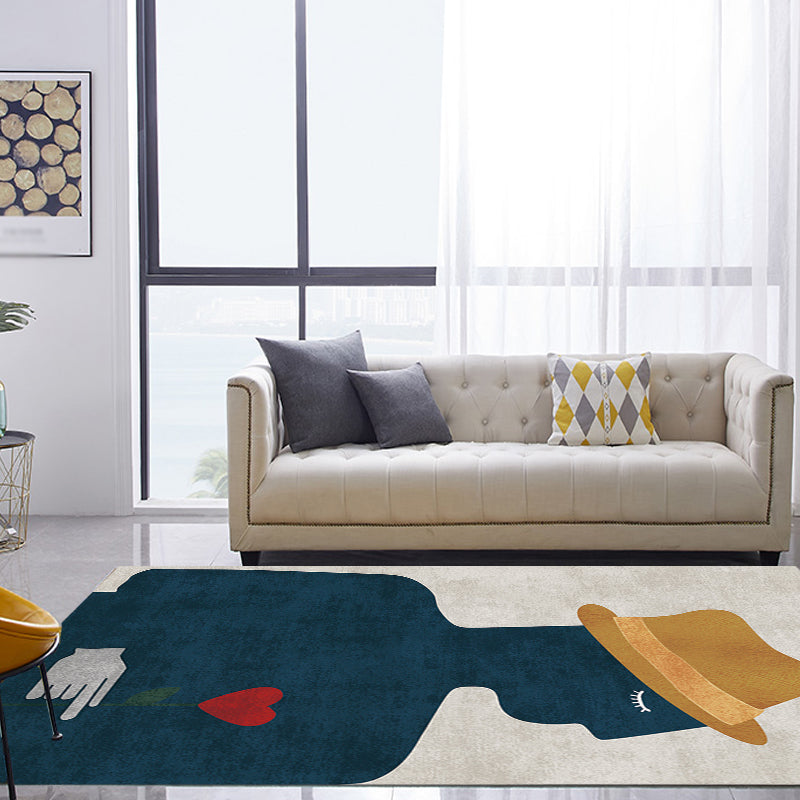 Avtoit | Contemporary Figure Pattern Carpet Multicolor Polyester Carpet Washable Pet Friendly Area Rug for Bedroom