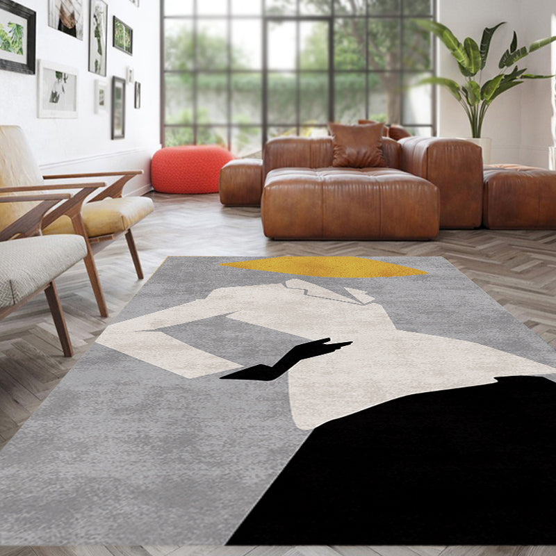 Avtoit | Contemporary Figure Pattern Carpet Multicolor Polyester Carpet Washable Pet Friendly Area Rug for Bedroom