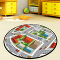 Avtoit | Gray and Green Kids Rug Polyester Road Pattern Rug Pet Friendly Washable Non-Slip Backing Carpet for Decoration
