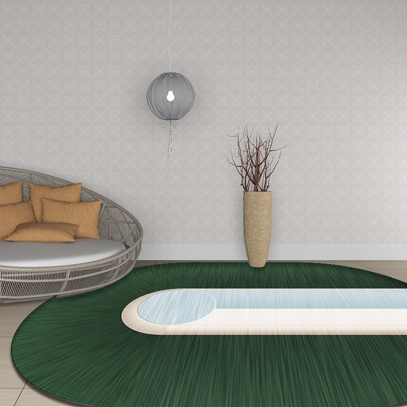 Avtoit | Green Bedroom Carpet New Arrival Color Block Pattern Carpet Polyester Pet-Friendly Washable Carpet