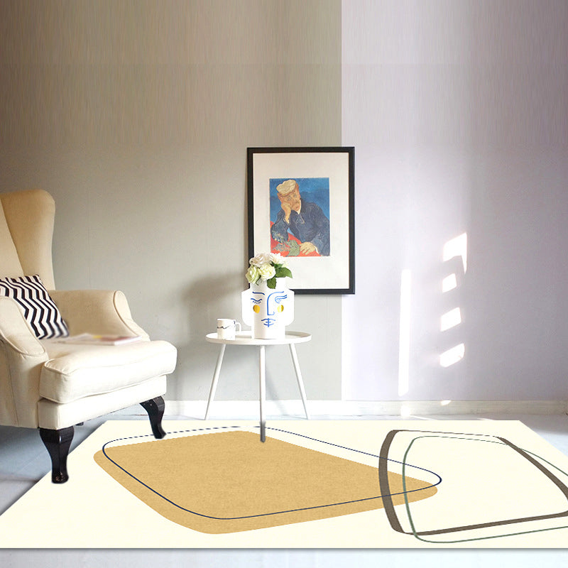 Avtoit | Unique Casual Carpet Beige Color Block Carpet Washable Pet-Friendly Non-Slip Rug for the Living Room