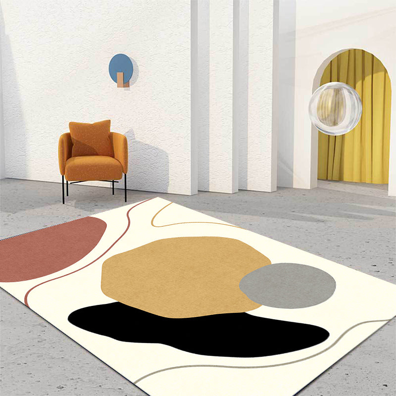 Avtoit | Unique Casual Carpet Beige Color Block Carpet Washable Pet-Friendly Non-Slip Rug for the Living Room