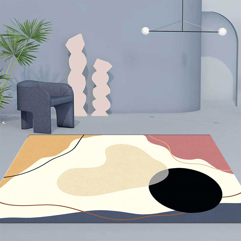 Avtoit | Unique Casual Carpet Beige Color Block Carpet Washable Pet-Friendly Non-Slip Rug for the Living Room
