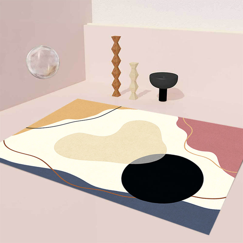 Avtoit | Unique Casual Carpet Beige Color Block Carpet Washable Pet-Friendly Non-Slip Rug for the Living Room