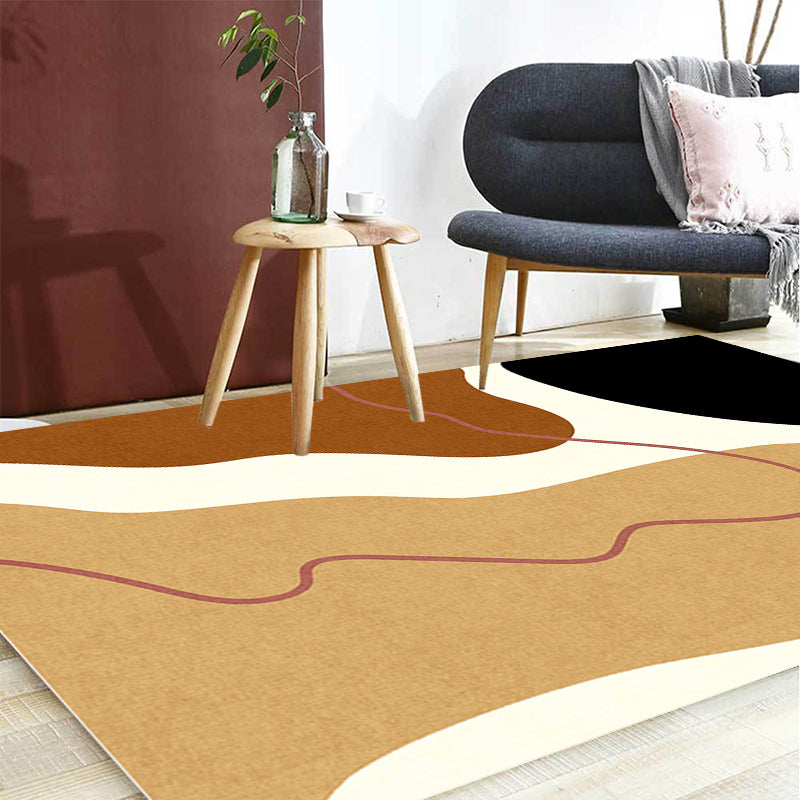 Avtoit | Unique Casual Carpet Beige Color Block Carpet Washable Pet-Friendly Non-Slip Rug for the Living Room