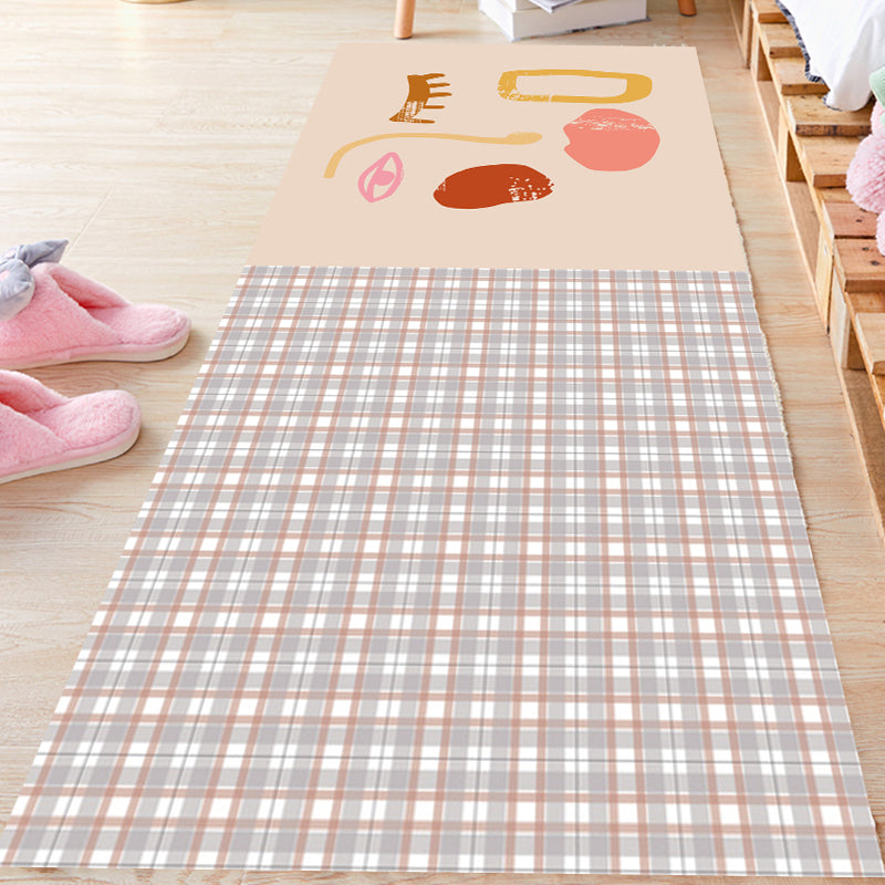 Avtoit | Pink Houndstooth Pattern Carpet Polyester Modernist Carpet Pet-Friendly Non-Slip Back Carpet for Living Room