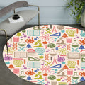 Avtoit | Apricot Kids Carpet Polyester Stationary Pattern Carpet Pet Friendly Washable Non-slip Rug For Decoration