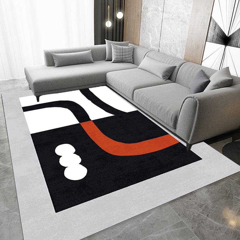 Avtoit | Stylish Minimalist Carpet Black and White Abstract Rug Pet-friendly Non-slip Backing Carpet for Living Room