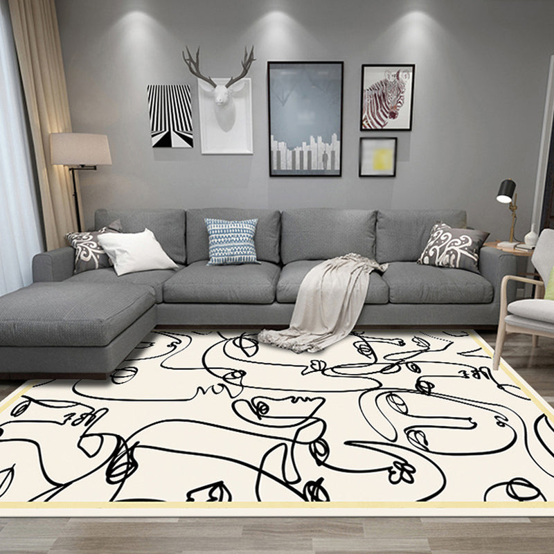 Avtoit | Stylish Multicolor Contemporary Area Rug Polyester Figurative Pattern Rug Non-Slip Back Animal-Friendly Area Rug for Living Room
