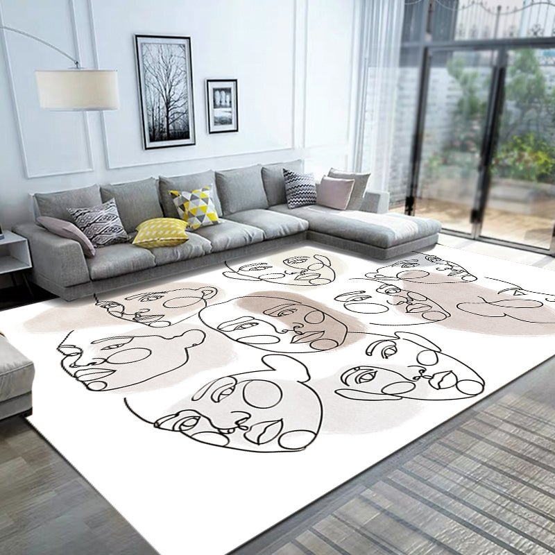 Avtoit | Stylish Multicolor Contemporary Area Rug Polyester Figurative Pattern Rug Non-Slip Back Animal-Friendly Area Rug for Living Room