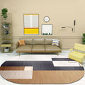 Avtoit | Novelty living room rug in brown and ivory color box print rug polyester stain-resistant rug